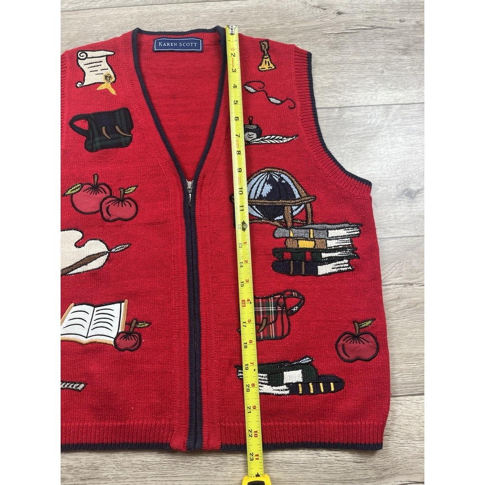 Vintage Karen Scott Sweater Vest Women Small Teacher School Art to Wear Novelty - Picture 5 of 10